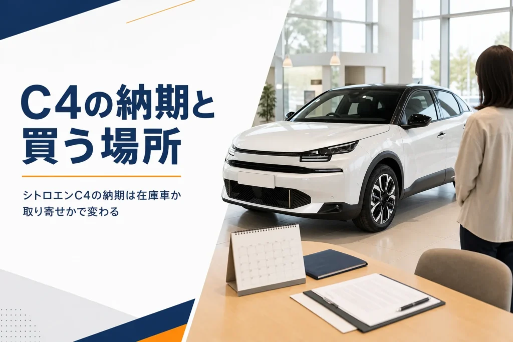 シトロエンC4の納期を確認するショールームの商談テーブル