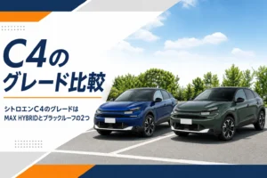 モノトーンとブラックルーフのシトロエンC4を並べて比べた様子