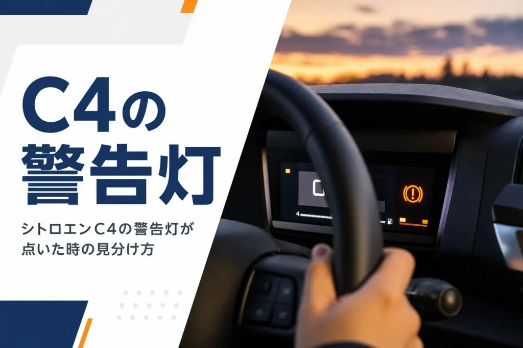 車のメーターにオレンジ色の警告灯が点いている様子