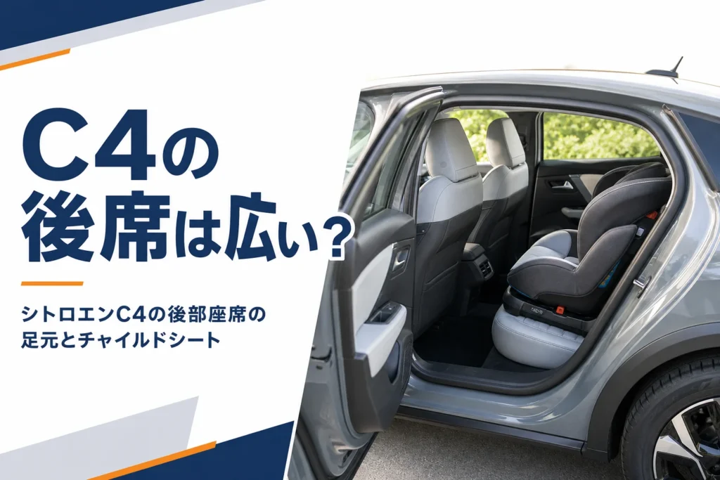 シトロエンC4の後部座席にチャイルドシートを付けたイメージ