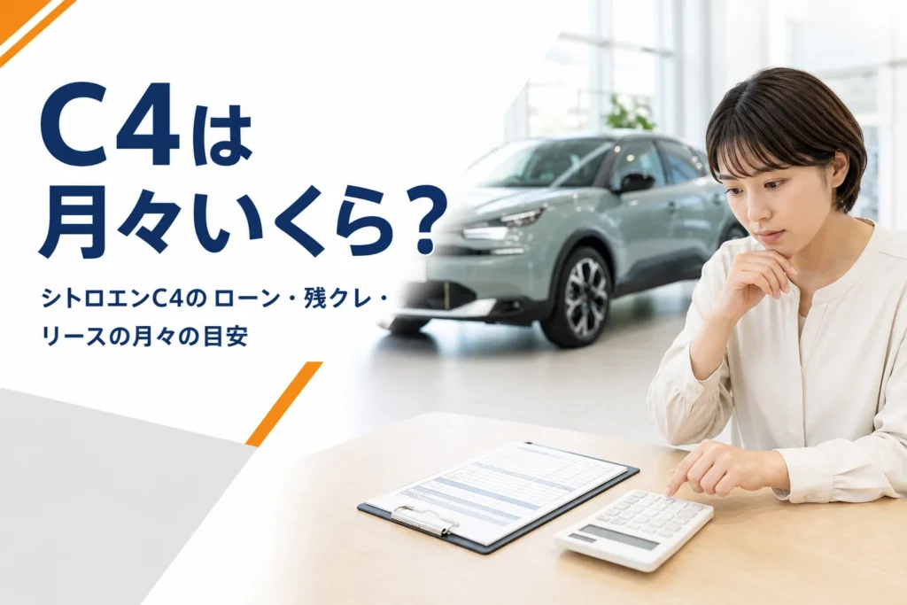 シトロエンC4の見積書を見ながら支払い方法を考えるイメージ