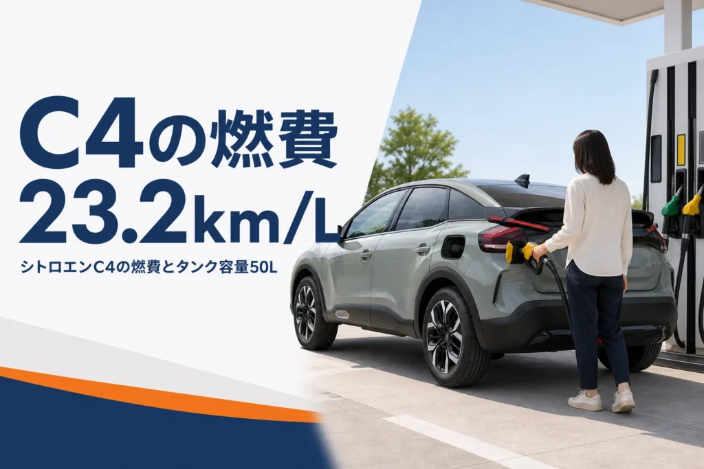 シトロエンC4に給油するガソリンスタンドのイメージ