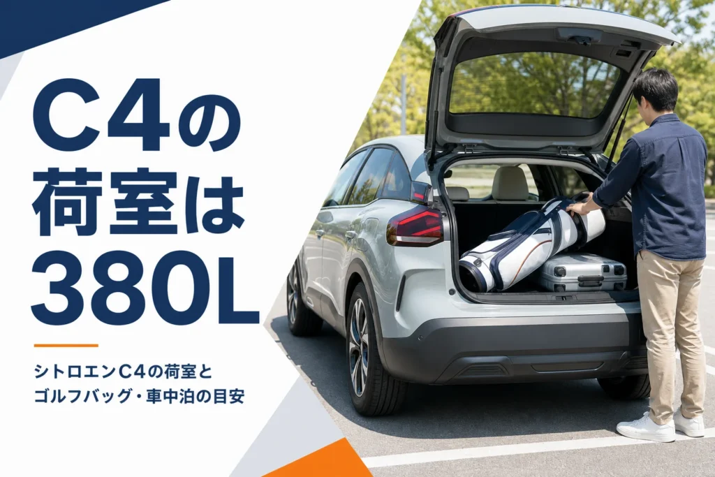 シトロエンC4の荷室に旅行の荷物を積んだイメージ