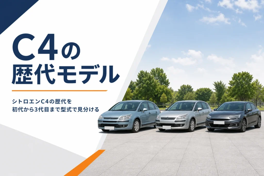 シトロエンC4の歴代3世代のハッチバックが並んだ様子